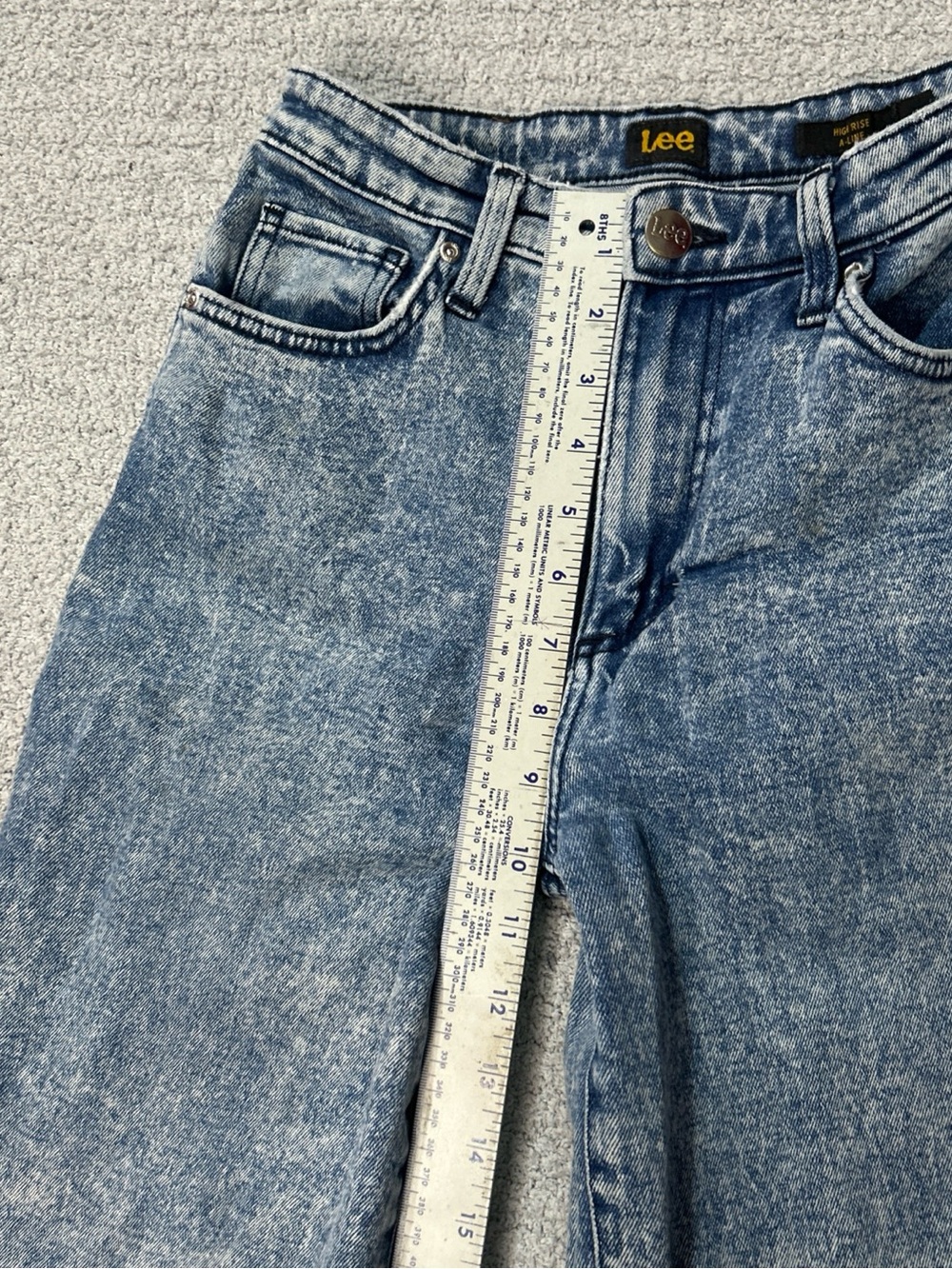 LEE High‎ Rise A Line Wide Leg Baggy Jeans 26 Stonewashed Y2K Retro EUC - Picture 5 of 10